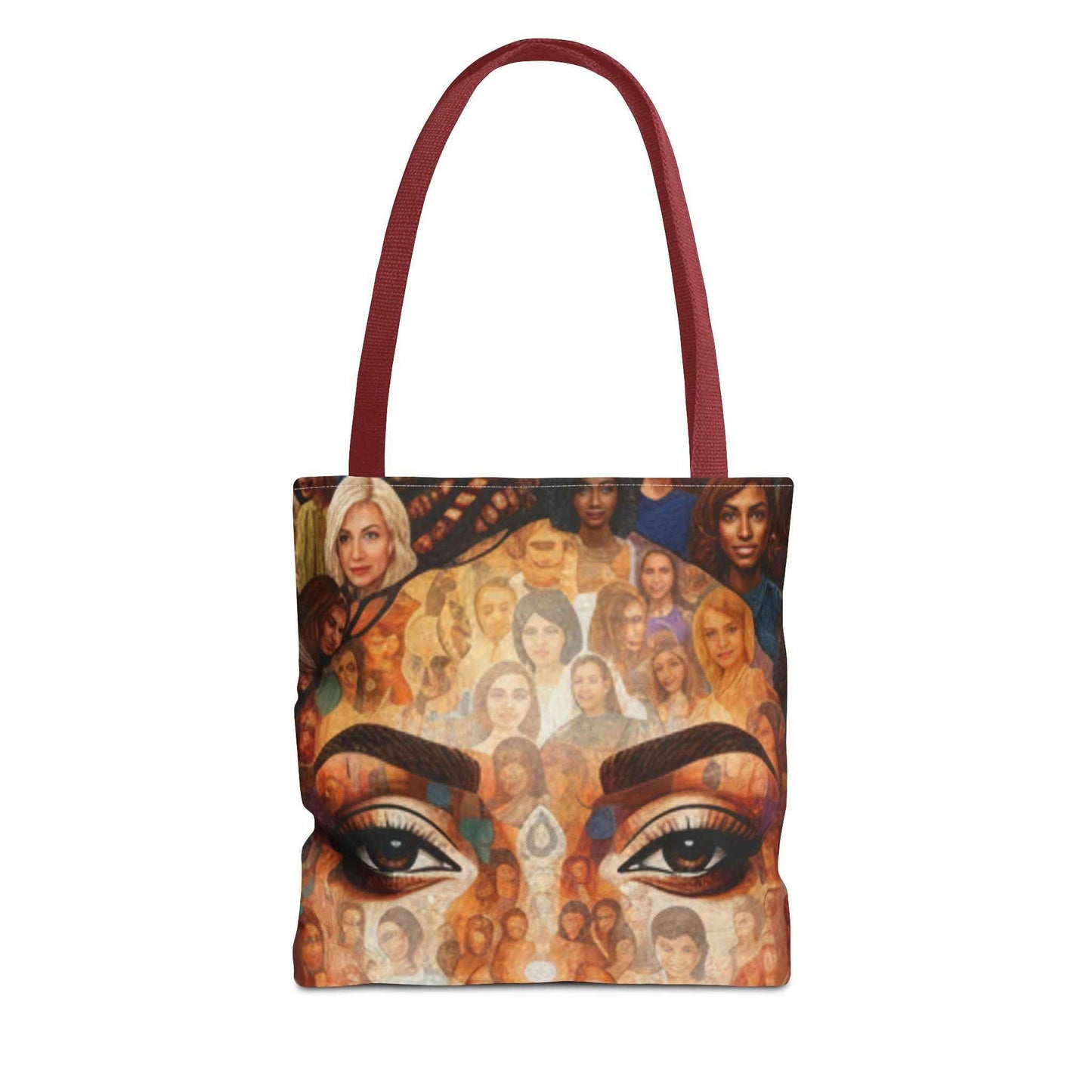 Portrait Mosaic Tote Bag — Bold Eye & Face Collage All-Over Print