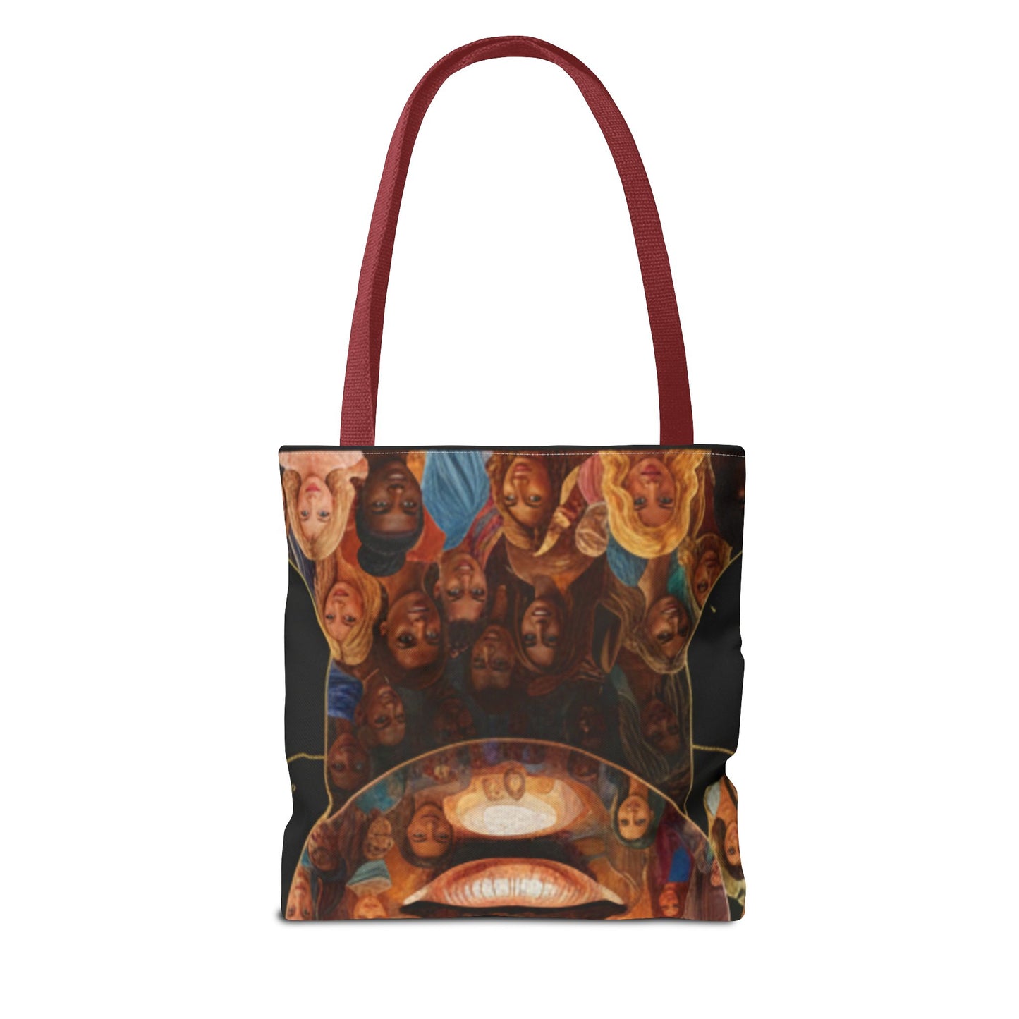Portrait Mosaic Tote Bag — Bold Eye & Face Collage All-Over Print
