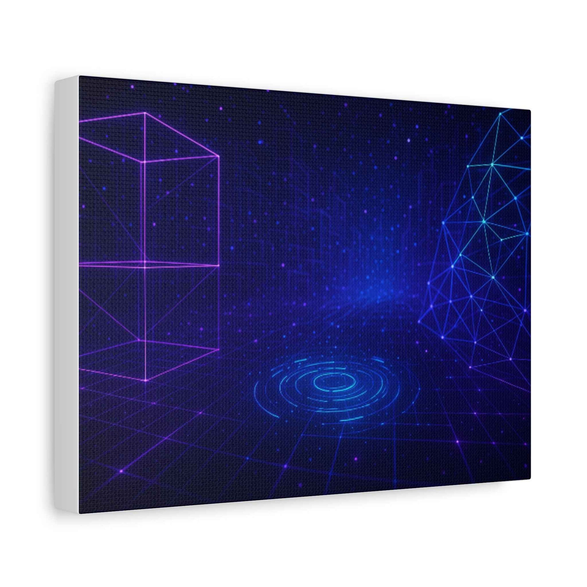 Abstract Geometric Canvas Art, Modern Wall Decor, Digital Art Print, Home Office Decor, Unique Gift for Tech Lovers, Gaming Room Wall Art