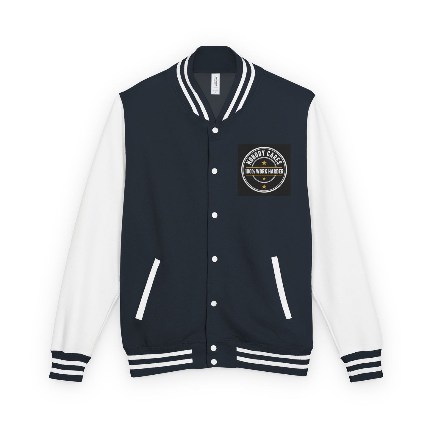 Letterman Jacket — "Nobody Cares, 100% Work Harder" Motivational Varsity Coat