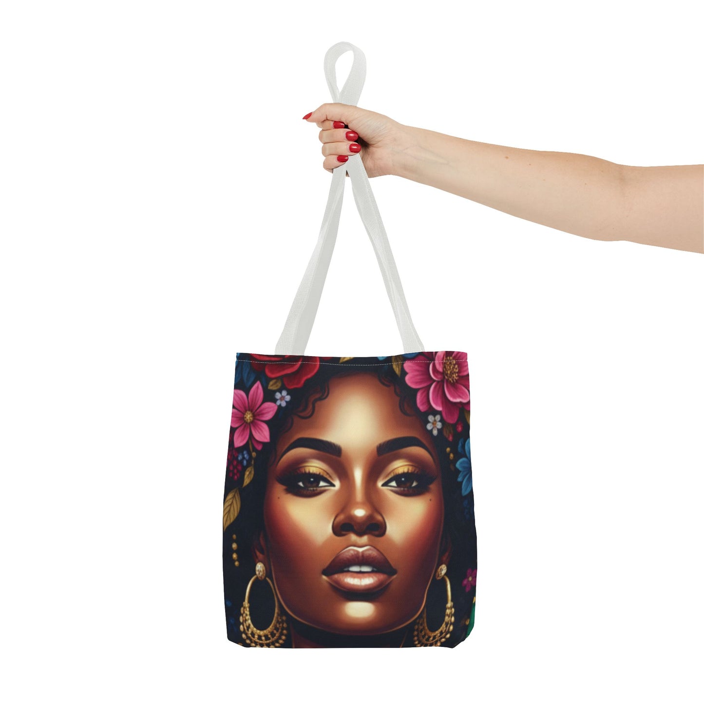 Afro Goddess Floral Tote Bag — Vibrant All-Over Print Shoulder Tote