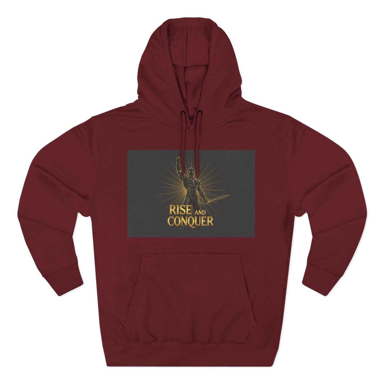 Rise and Conquer Hoodie — Motivational Graphic Fleece Pullover