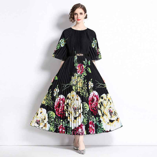 New Artistic Mid-sleeve Crew-neck Dress For Women