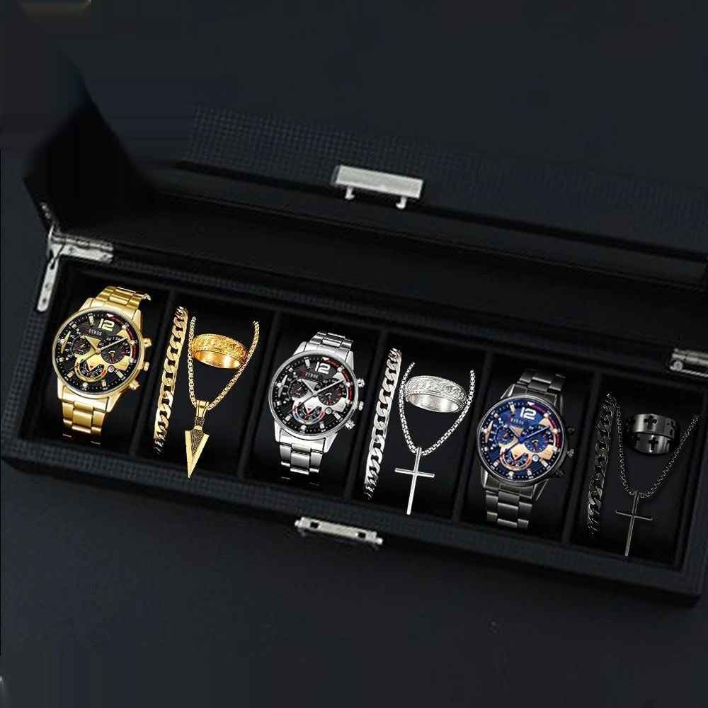 12-set Men's Watches  Fashionable Multi-color Assortment Of Quartz Men's Watches