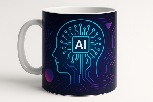 AI-themed trendy coffee mug design