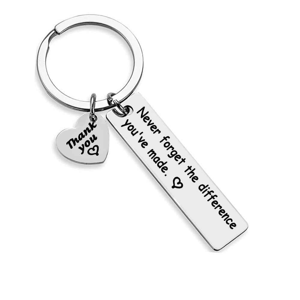 Stainless Steel Laser-Etched Inspirational Keychain