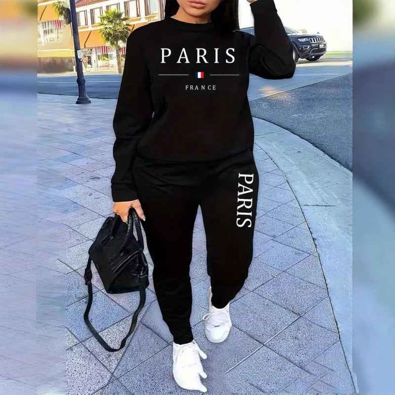 Printed Round Neck Hoodie Set