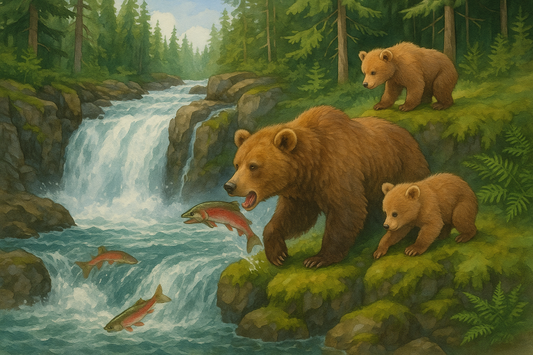 Bear Family Waterfall Coffee Mug