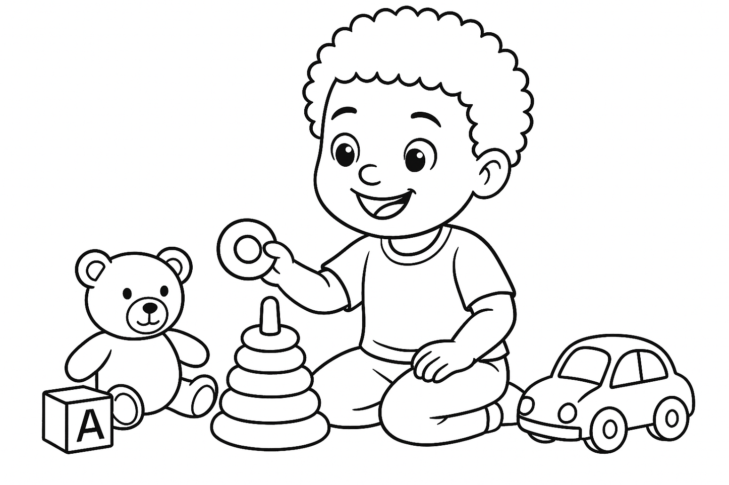 Black child playing with toys