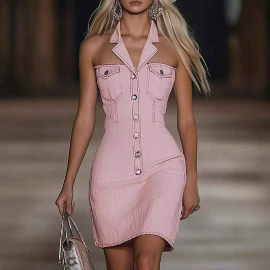 Womens Stylish Off-shoulder Denim Dress