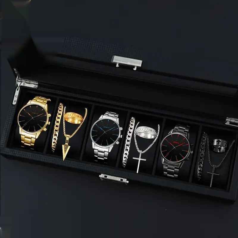 12-set Men's Watches  Fashionable Multi-color Assortment Of Quartz Men's Watches