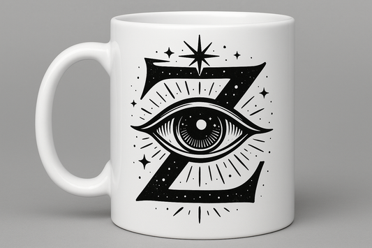 Coffee mug design with the eye of the z