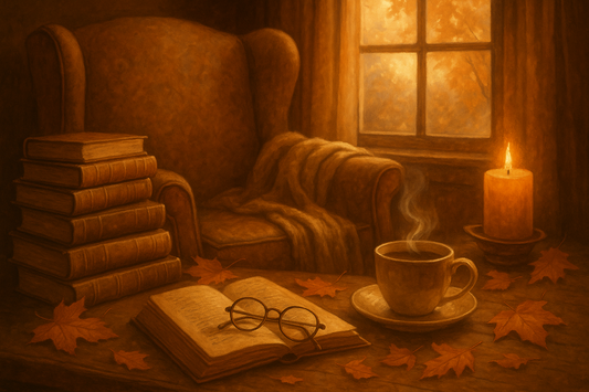 Cozy reading nook scene