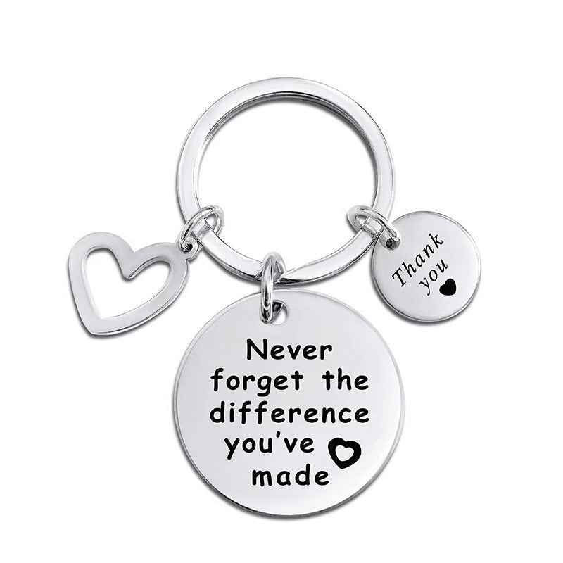 Stainless Steel Laser-Etched Inspirational Keychain