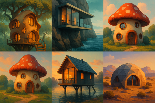 Digital art of unique homes