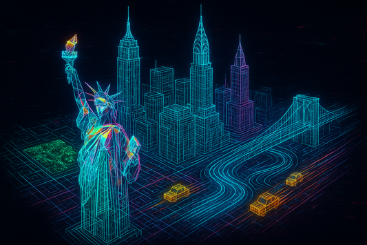 Exclusive Cyberpunk Wireframe NYC Digital Art