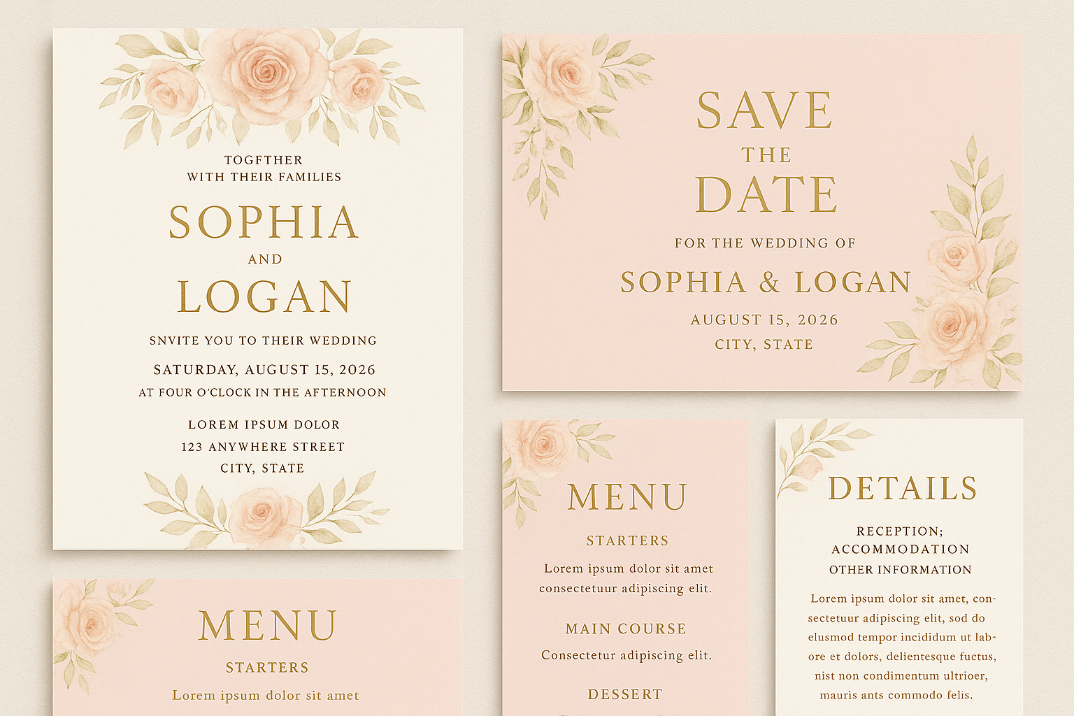 Exclusive wedding & event templates with elegant invitations and romantic celebration designs