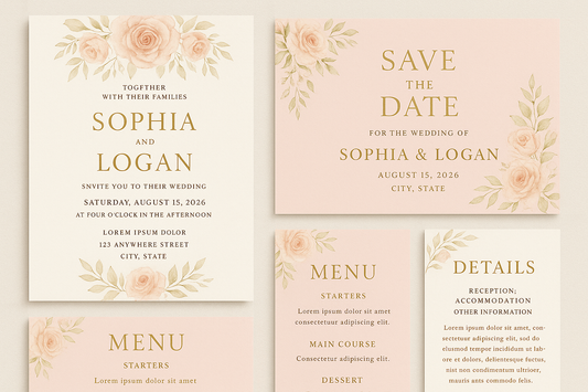 Exclusive wedding & event templates with elegant invitations and romantic celebration designs