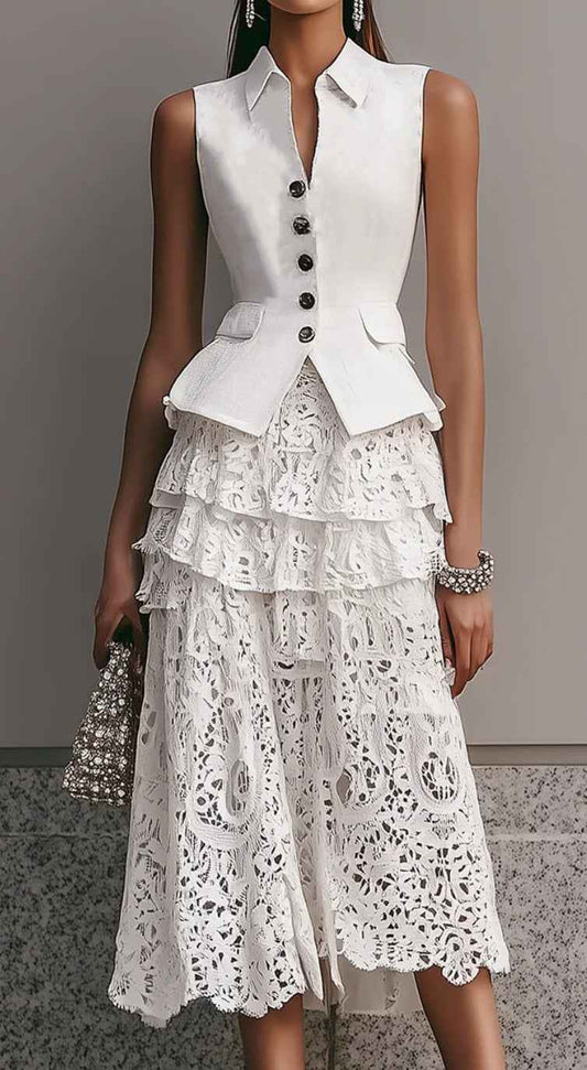 Classic European And American-style Slim-fit Waistcoat Wide-leg Pants Linen Suit