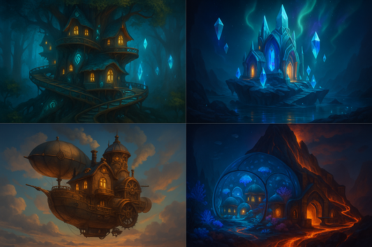 Fantasy realm houses for virtual worlds