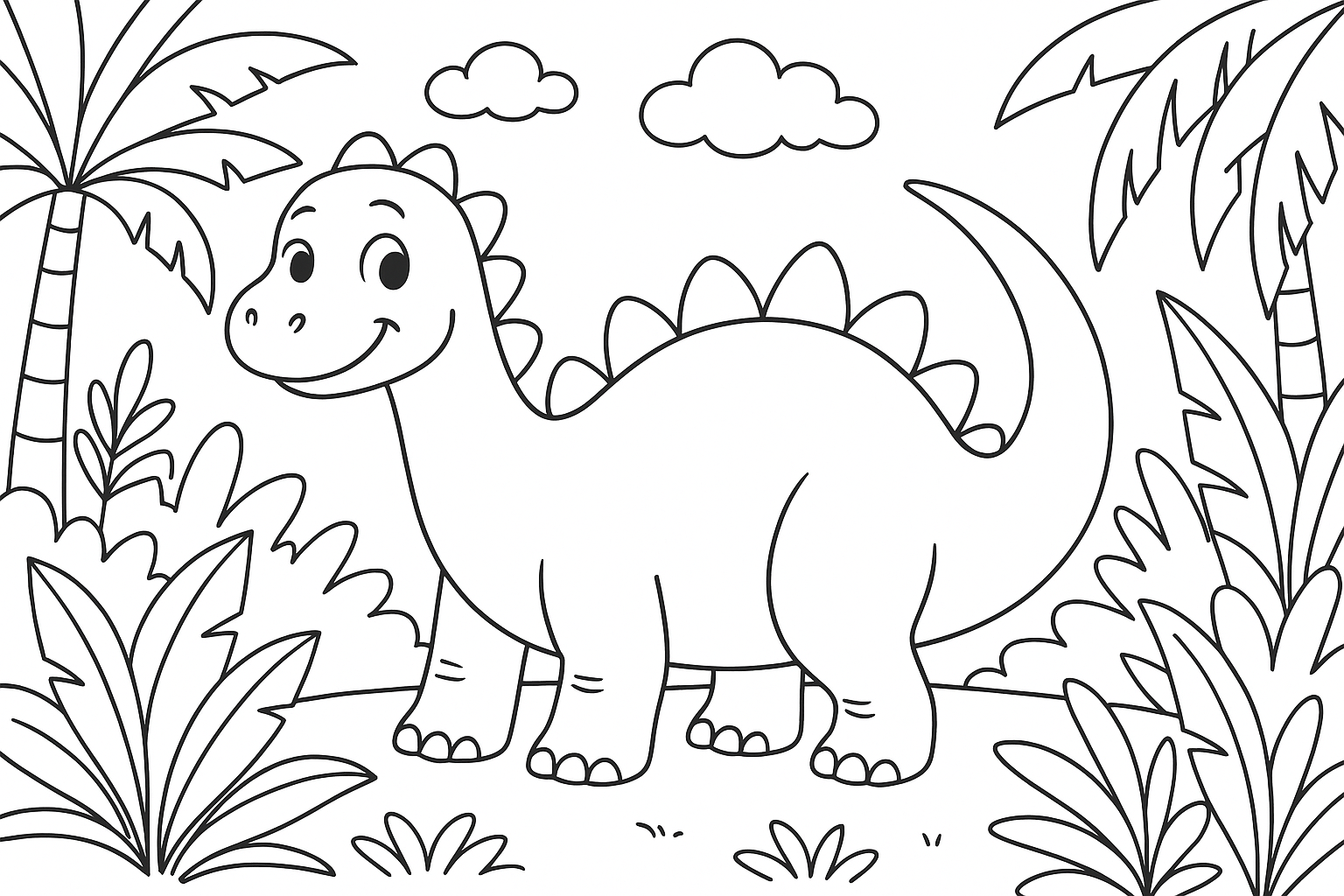 Friendly dinosaur in jungle
