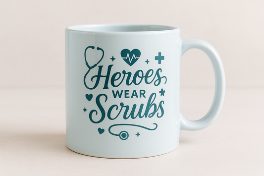 Heroes Wear Scrubs Nurse Coffee Mug