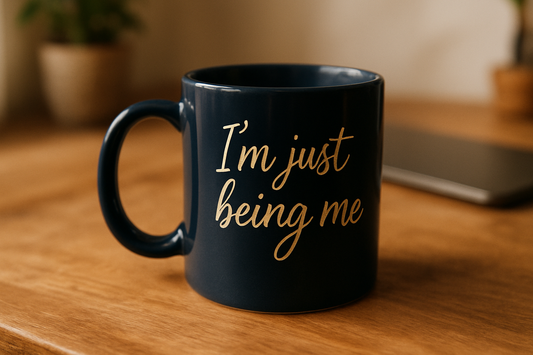 I'm just being me coffee mug - lifestyle shot