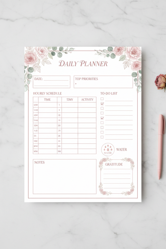 Soft & Feminine Daily Planner – Printable PDF