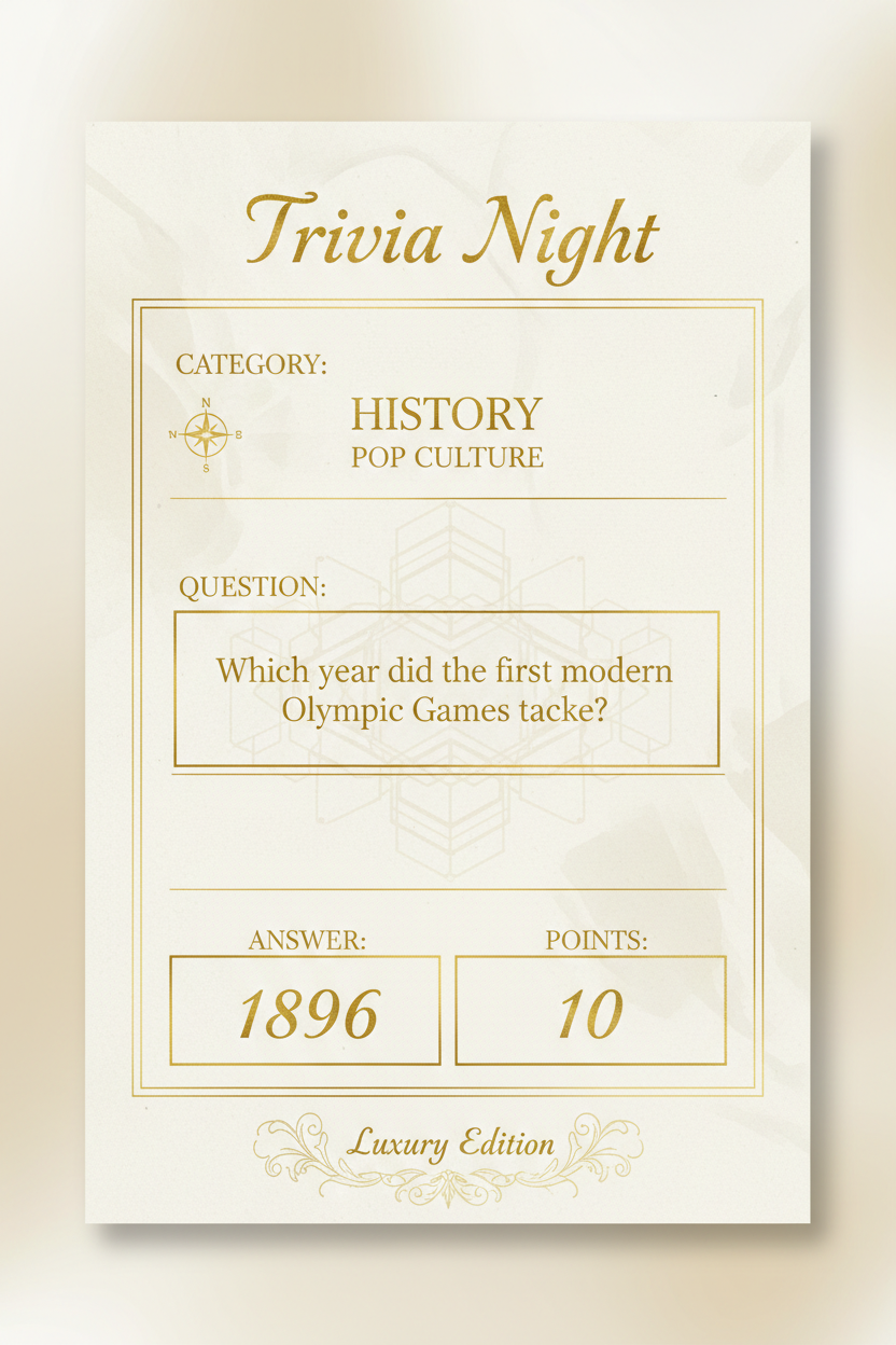 Trivia Night Game - Premium Printable Trivia Questions for Adults