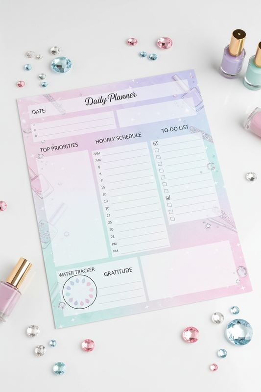 Nail Girl Daily Planner – Printable PDF | Instant Download