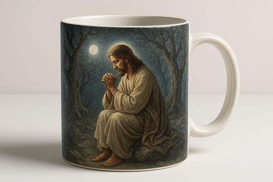 Jesus praying in Gethsemane coffee mug design