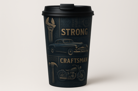 Masculine travel mug design