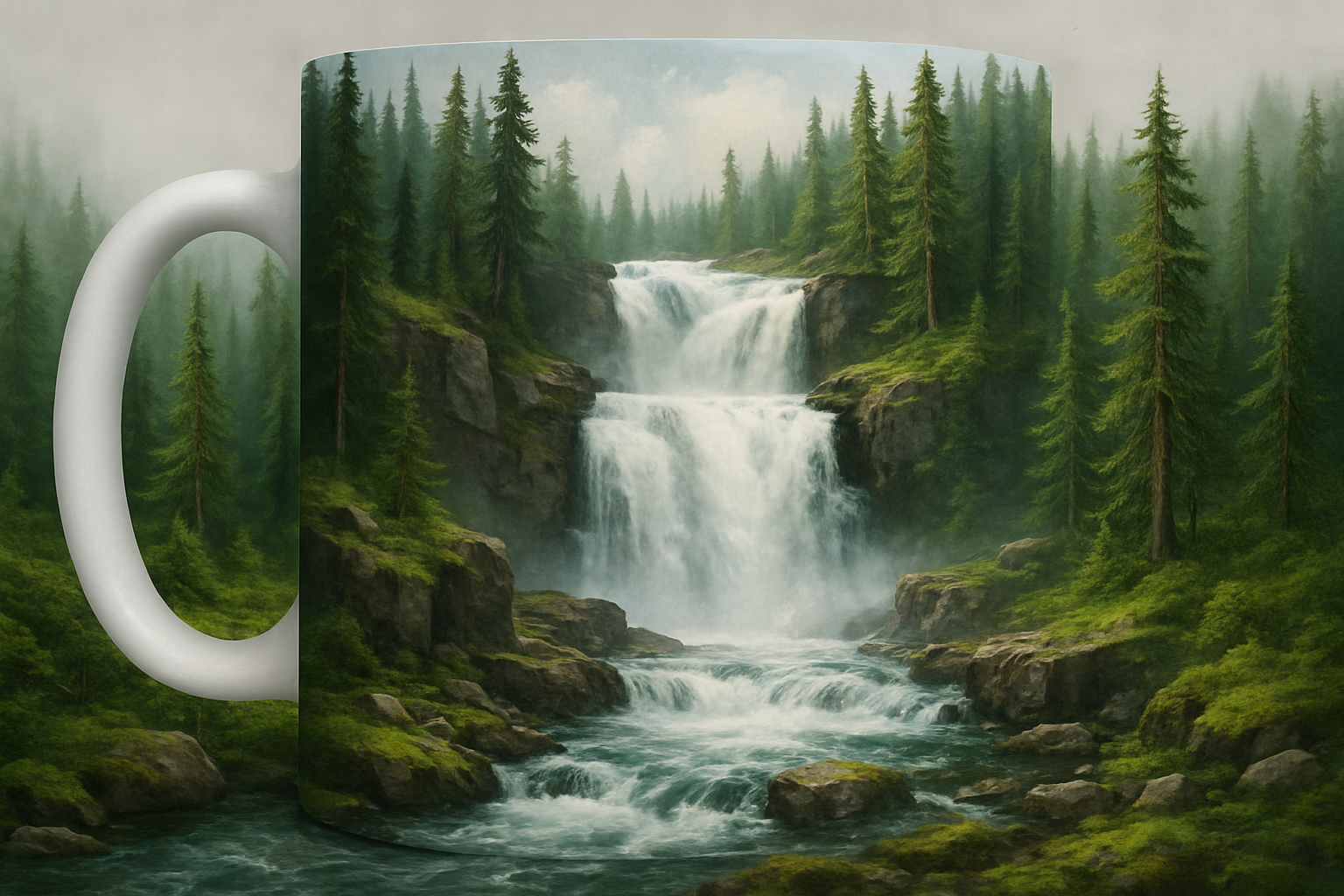 Northern Waterfall Coffee Mug Design