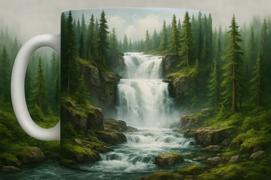 Northern Waterfall Coffee Mug Design