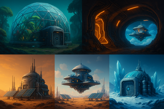 Sci-fi colony houses for virtual worlds