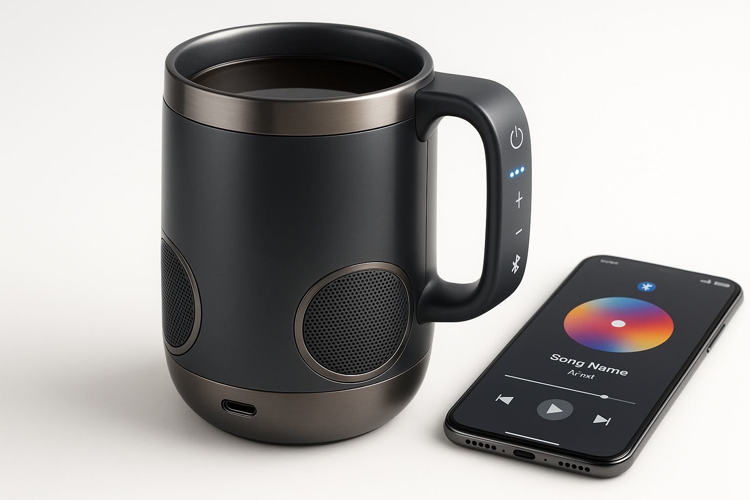 SoundSip Bluetooth Coffee Mug with music and phone connectivity
