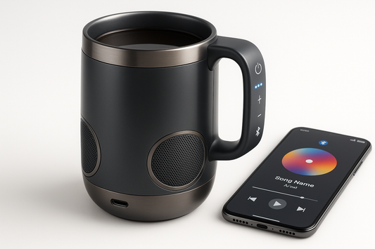 SoundSip Bluetooth Coffee Mug with music and phone connectivity