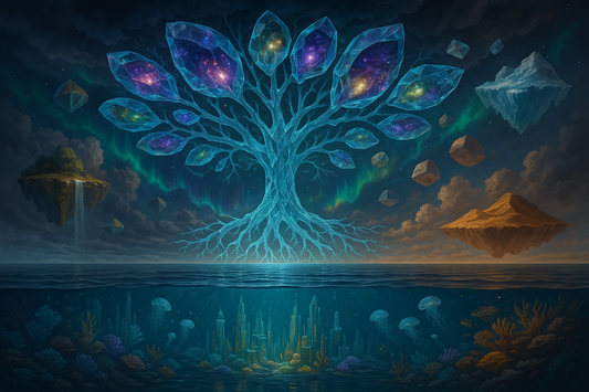 Surreal crystalline tree digital artwork