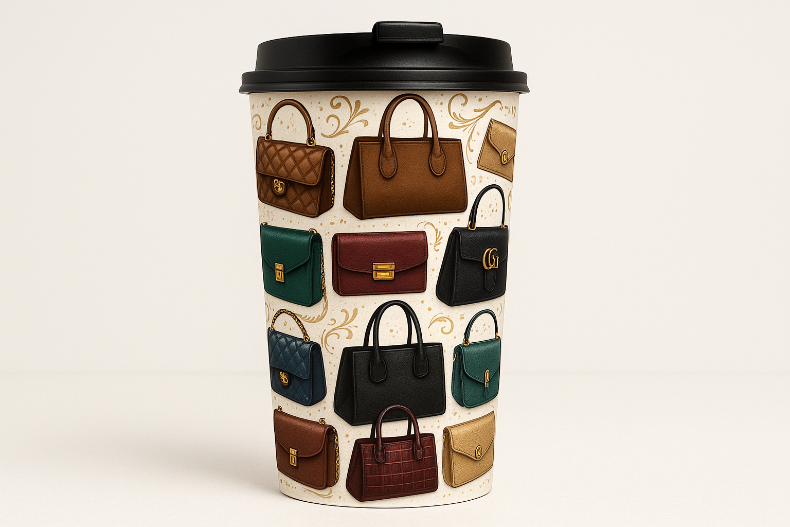 Travel mug with purses design