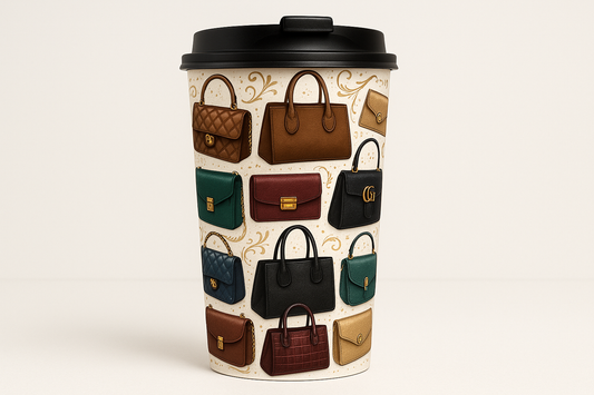 Travel mug with purses design