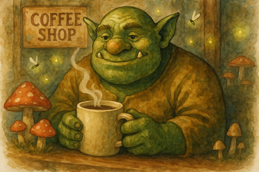 Unique Shrek-inspired coffee mug artwork